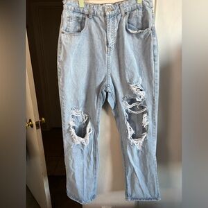 EUC Blue Savvy distressed blue jeans, Baggy Cut, Size 13
